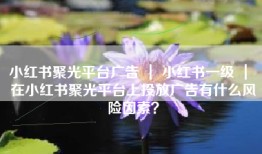 小红书聚光平台广告 ｜ 小红书一级 ｜ 在小红书聚光平台上投放广告有什么风险因素？
