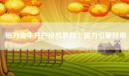 磁力金牛开户投放教程？磁力引擎好用