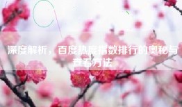 深度解析，百度热度指数排行的奥秘与查看方法
