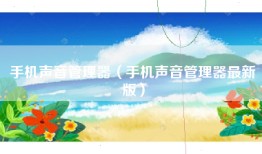 手机声音管理器（手机声音管理器最新版）